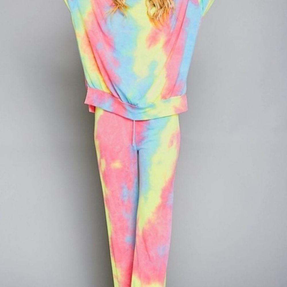 NWT!Sale🔥Tie Dye Bright Neon joggers  Drawstring - Picture 7 of 7
